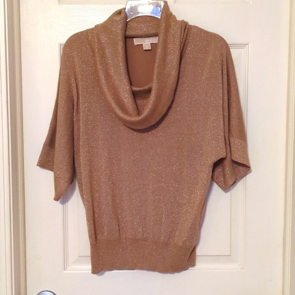 MICHAEL KORS * GOLD SHIMMER SS COWL NECK MEDIUM - Picture 3 of 9